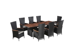 Pcs Conjunto Jantar Exterior Com Almofadões Vime Pe Preto Dkd Home Decor