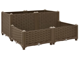 Raised Bed, Raised Beds Vidaxl Marrom Polipropileno (80 X 80 X (23-38) Cm)