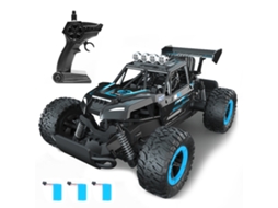 Carro De Controle Remoto Off-road 4wd Com Luzes 3 Baterias Recarregáveis 2.4ghz Para Crianças E Adultos Azul