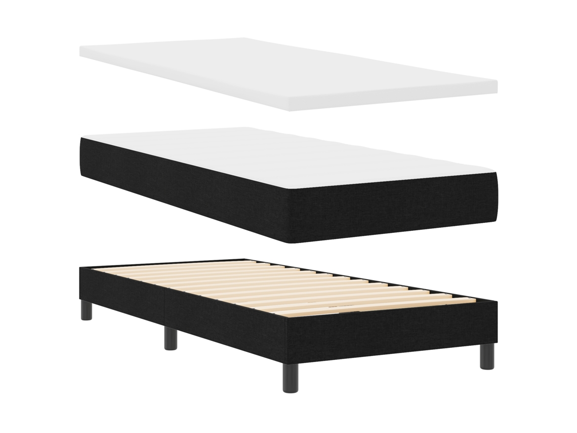 Conjunto 1 Cama Box Vidaxl Preto Tecido (100 X 200 Cm)