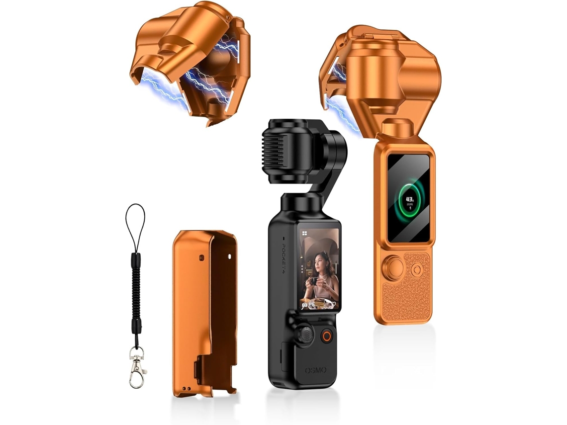 Capa Magnética HENTEN HOME para Dji Osmo Pocket 3 Portátil e Fácil de Guardar Laranja