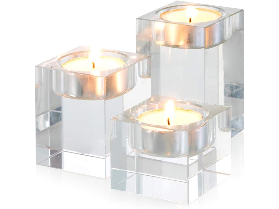 Conjunto De Três Castiçais De Cristal De Alta Qualidade, Peças Decorativas Criativas . Mdug (velas Não Inclusas)