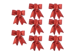 8 Unidades de Guirlanda de Natal com Glitter Enfeites de Árvore de Natal Laços para Decoração de Festa de Natal Vermelho