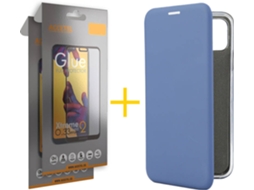 Kit Capa + Película Vidro Full 2X iPhone 12 Mini Skyhe PRM Flip Cover Azul