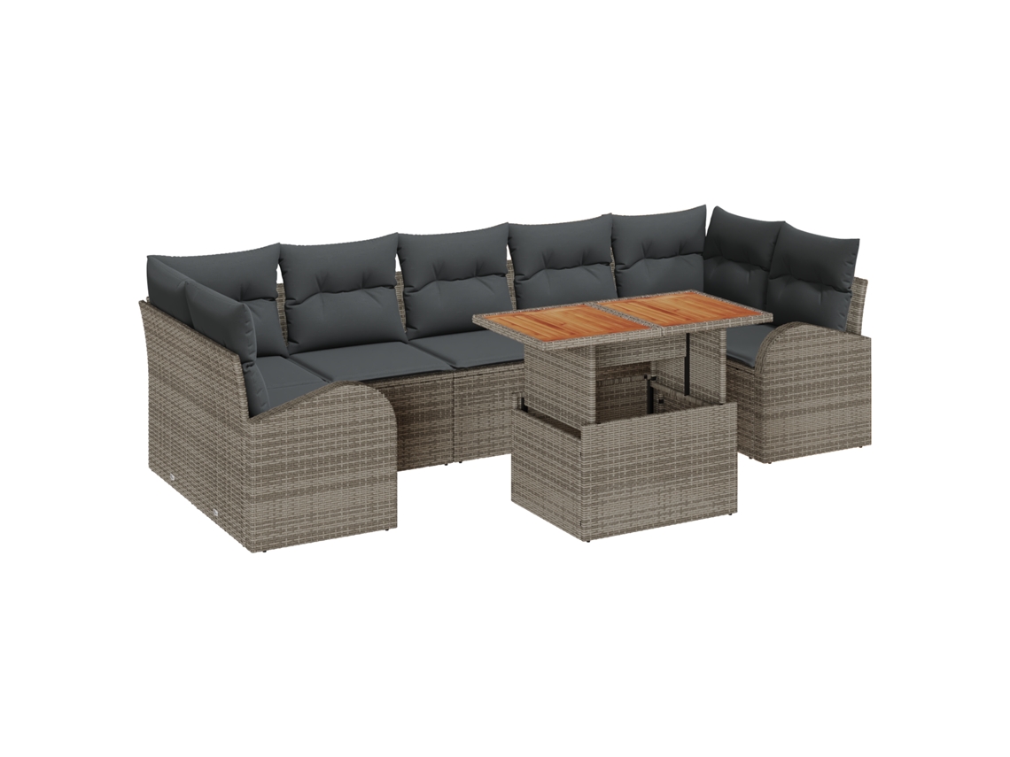 Conjunto 8 Móveis De Jardim Vidaxl Cinzento Vime Pe (100 X 55 X 73 Cm)