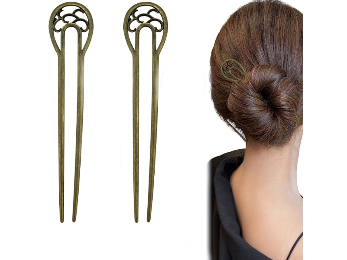 Acessórios Cabelo Mulher 2 Peças - Molas Cabelo - Ganchos Cabelo Vintage Francês - Bronze Antigo - Liga Metálica