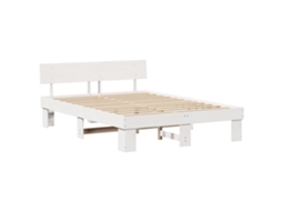 Conjunto 1 Estrutura De Cama Moderna Vidaxl Branco Madeira De Pinho Maciça (160 X 200 Cm)