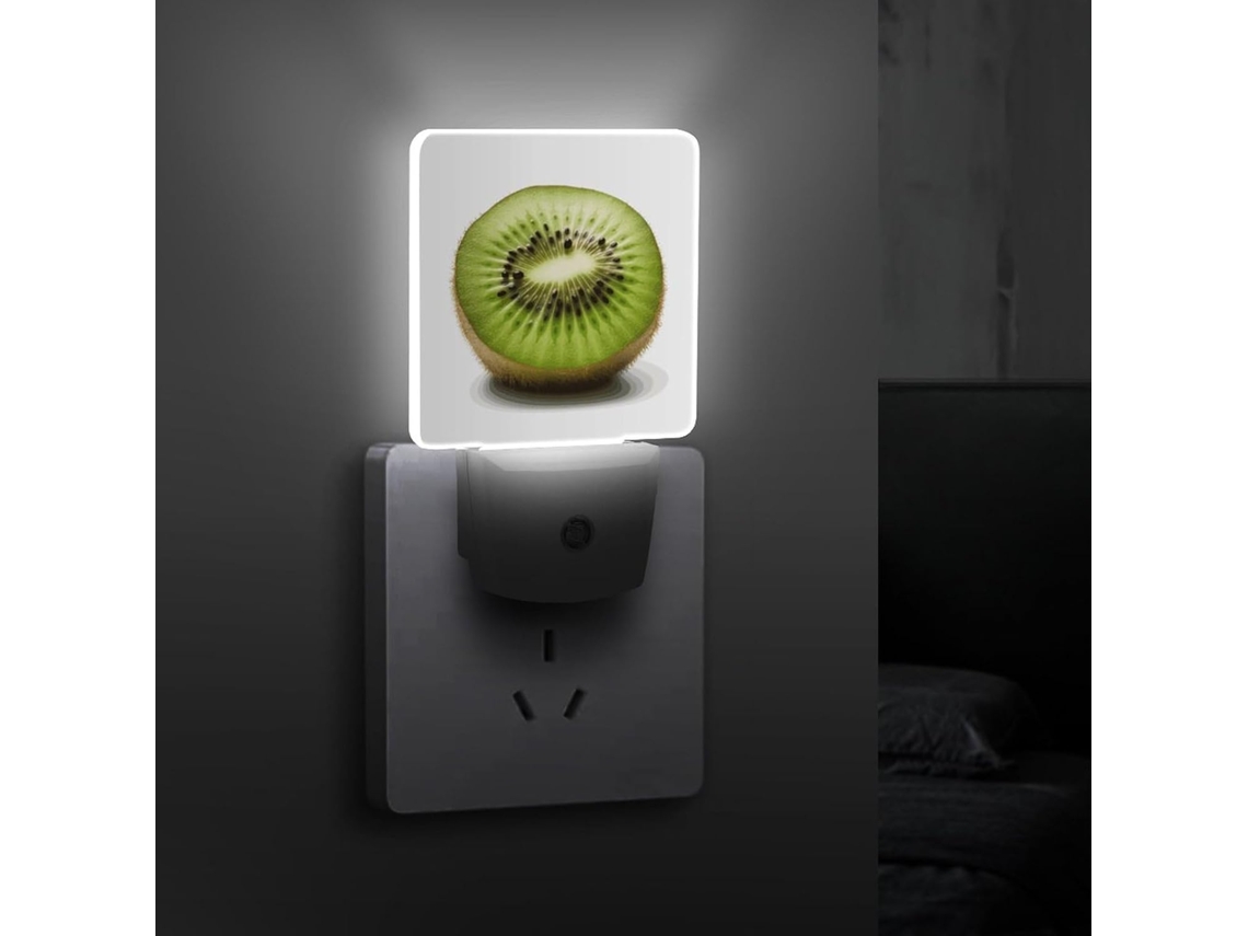 Luminária Noturna De Parede Em Formato Kiwi Verde Com Sensor Crepuscular, Luzes Noturnas Decorativas E Econômicas