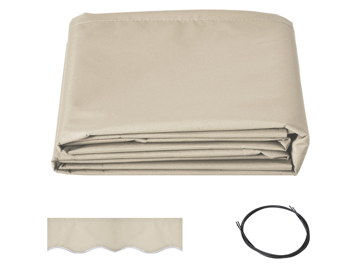 Tecido de Reposição para Toldo com Aba, Ondas Suaves, Poliéster de Alta Densidade 280 G/m², Resistente Aos Raios Uv, 2,82 X 2,4 M, Creme VISTA
