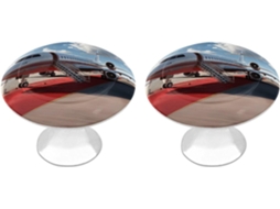 Conjunto De 2 Puxadores Aço Inoxidável Para Armários Cozinha, Personalizados Com Estampa De Avião E Tapete Vermelho