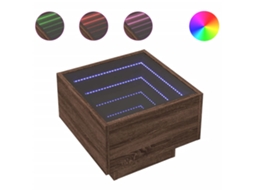 Mesa de apoio com LEDs, feita de madeira, 40x40x30 cm