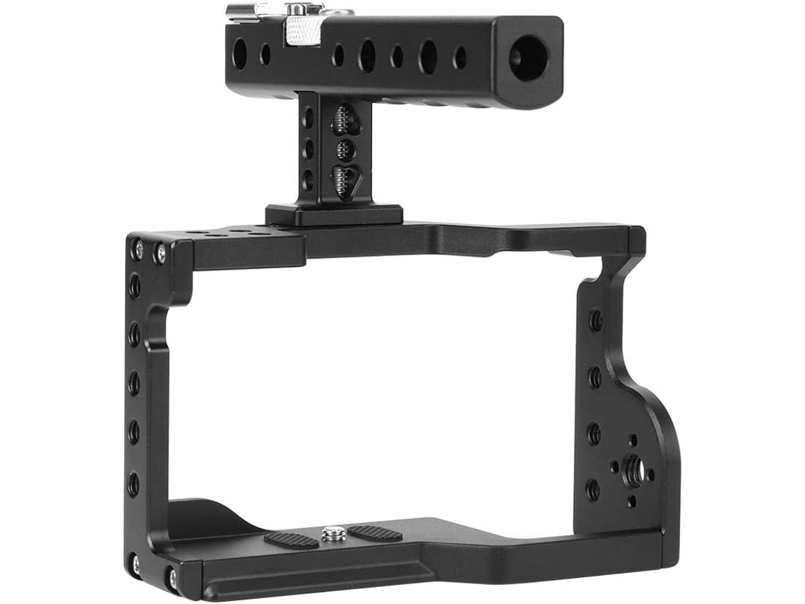 Kit De Gaiola Em Liga Alumínio Com Alça Para Câmera Mirrorless A6600 6600 Ilce6600, Usinada Em Cnc E Anodizada