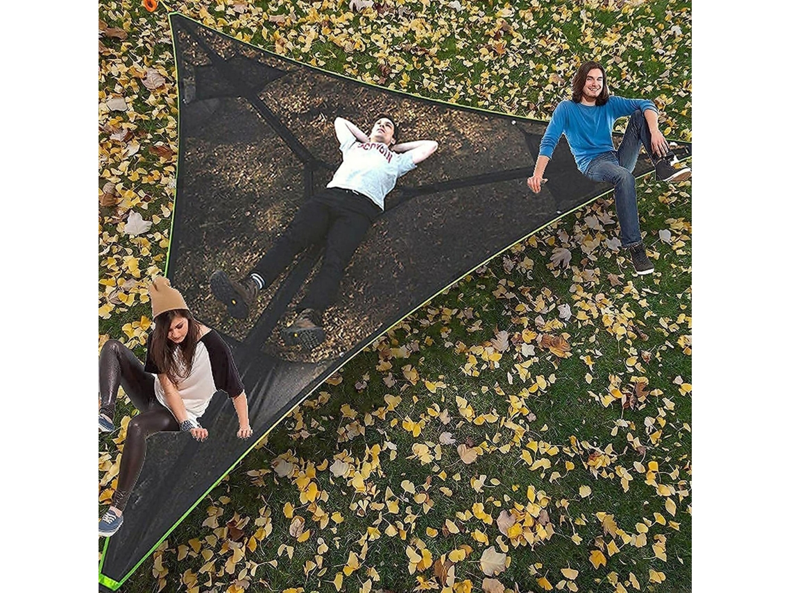 Rede Triangular Plegável Portátil Multiusuário para Acampamento Outdoor 280x280x280cm Preta | S/MARCA