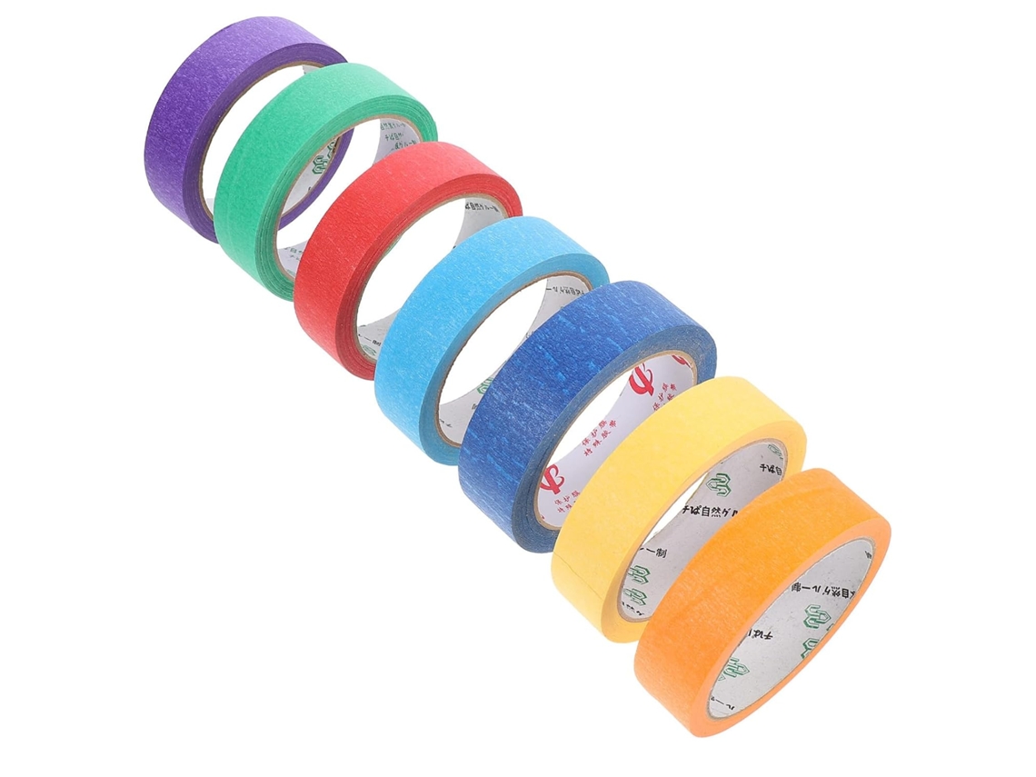 Fita Adesiva De Papel Reutilizável, 7 Rolos, Ideal Para Proteger Paredes E Carros Durante Atividades De Pintura