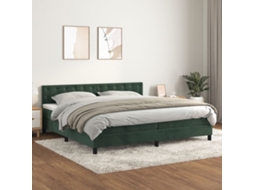 Cama Com Molas/colchão 200x200 Cm Veludo Verde-escuro