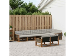 Vidaxl Conjunto De Sofás Para Exterior 8 Pcs Natural E Cinzento-claro