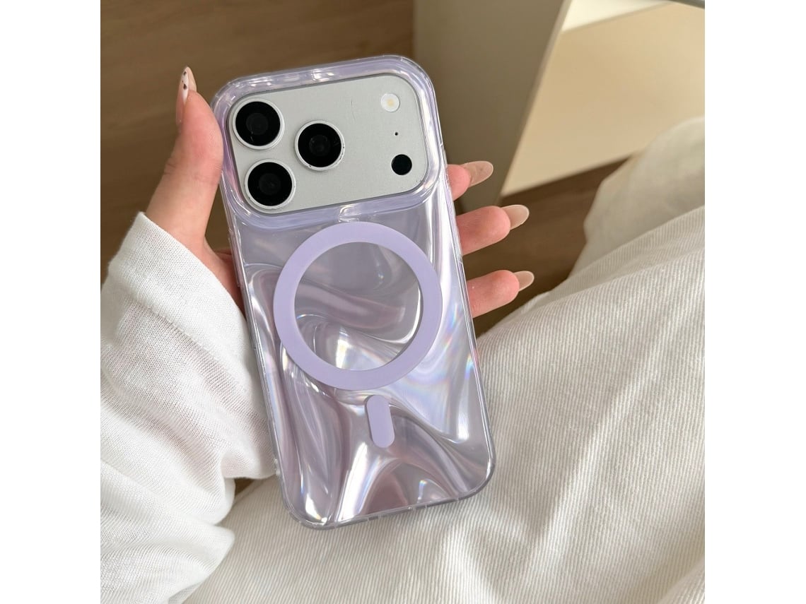 Capa Magnética Ondas Retangular Para Iphone 16 Pro,compatível Com Magsafe, Protetora E Resistente A Impactos Roxo S/marca