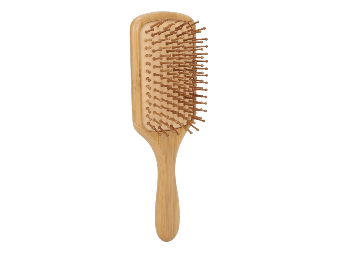 2026 cepillo de Cabelo de Bambu com Cabo Ergonômico de Silicone Elástico Dentes Arredondados Portátil Paddle Brush para Mulher Quadrado