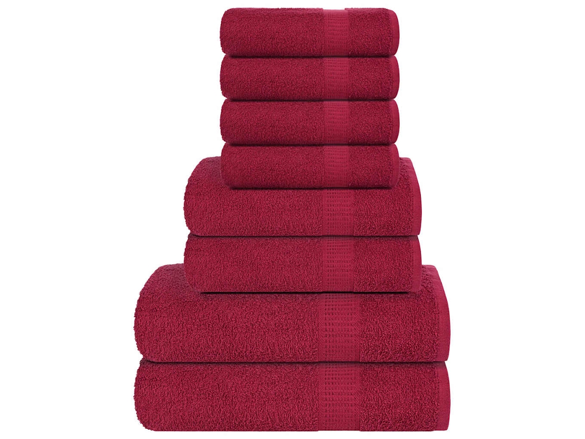 8 Pcs Conjunto De Toalhas 360 Gsm 100 Algodão Bordô Wsd465571