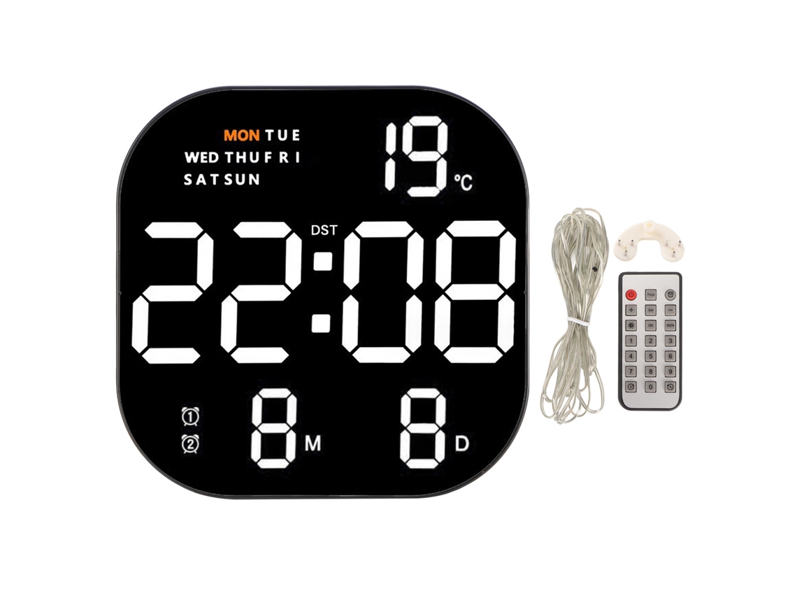 Baok-relógio Digital Led Com Tela Grande Usb 5v Controle Remoto Multifuncional Com Temperatura Luz Branca Laranja Para Sala Estúdio