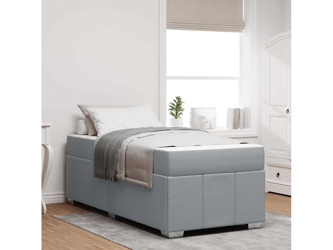 Vidaxl Estrutura Da Cama Com Colchão Cinzento-claro 80 X 200 Cm Tecido