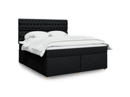 Vidaxl Cama Com Molas/colchão 180x200 Cm Tecido Preto