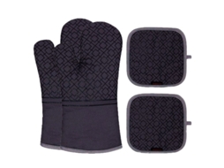 Rebe-conjunto De Luvas Para Forno E Suportes De Copos Resistentes A Calor 572f 4 Peças De Silicone Antiderrapante Para Cozinha E Assadura Preto