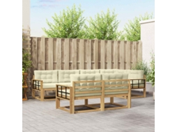 Vidaxl Conjunto De Sofás Para Exterior 6 Pcs Branco E Creme Poliéster
