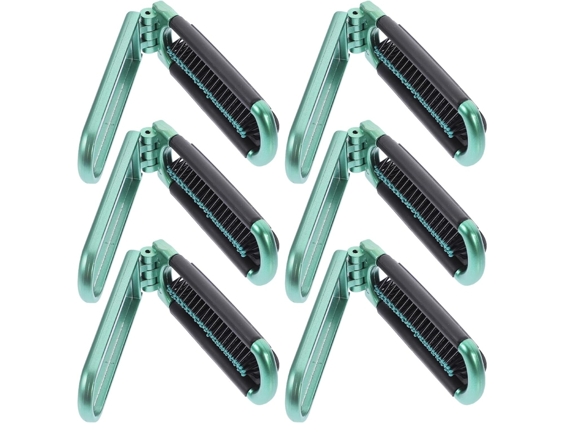 Conjunto De 6 Escovas Cabelo Dobráveis Com Espelho Bolso Portátil, Feito De Abs E Vidro, Desembaraça Suavemente, Manual