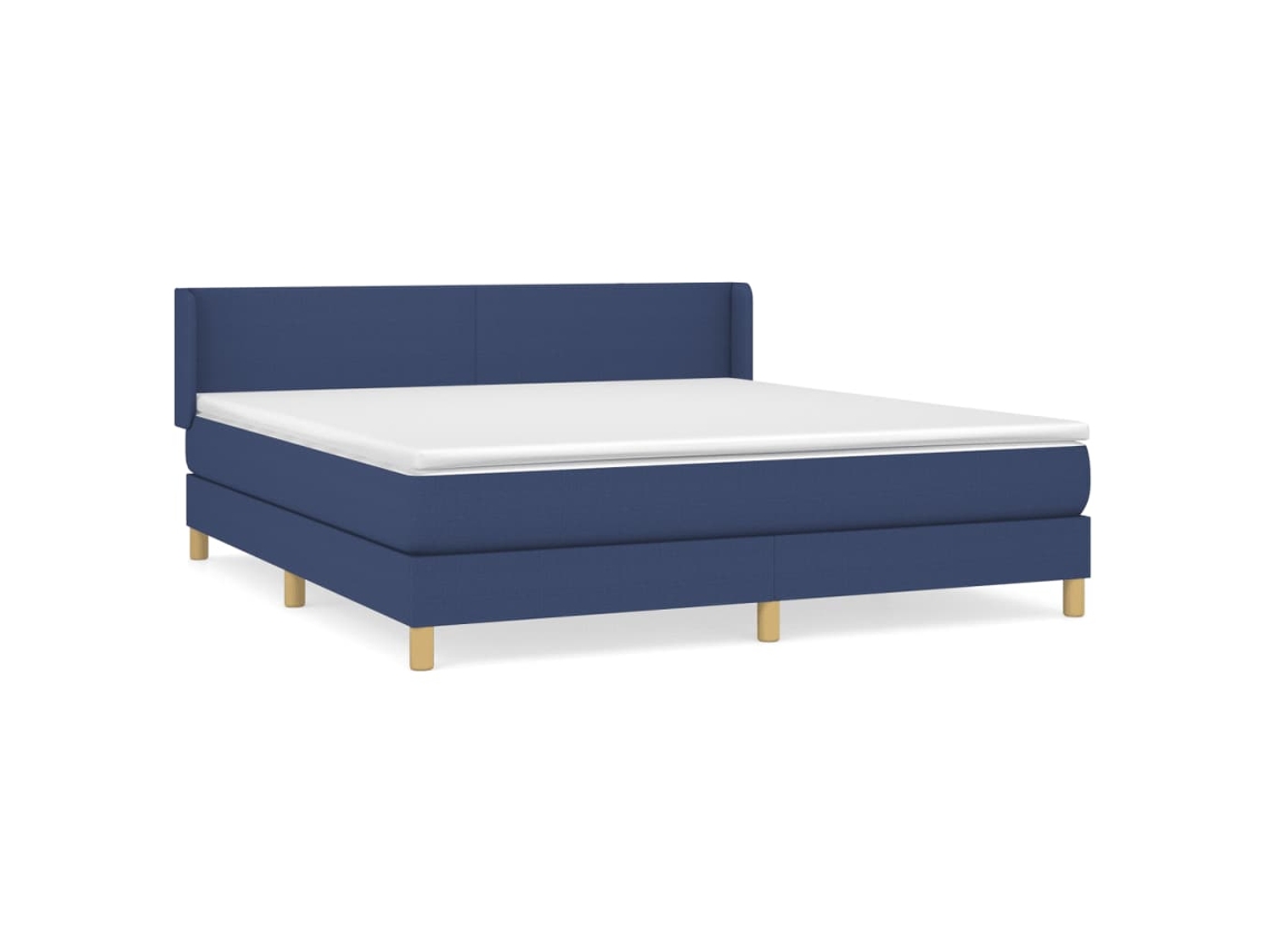 Cama com Molas/colchão 160x200 Cm Tecido Azul MAISON EXCLUSIVE