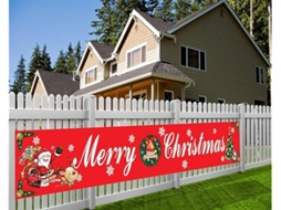 Bandeira Grande Com Uma Mensagem “feliz Natal”, Ideal Para Decoração Interior E Exterior, Dimensões De 9,8 × 1,6 Pés, Ergonômico, Uso Diário