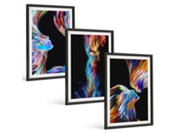 Conjunto De Pinturas Rostos Coloridos, Abstrações Espelharte (3 Peças 40x60 Cm)