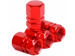 4 Tampas De Válvula De Pneu, Acessório Universal Para Carro Moto Bicicleta, Anti-poeira, Alumínio, Vermelho