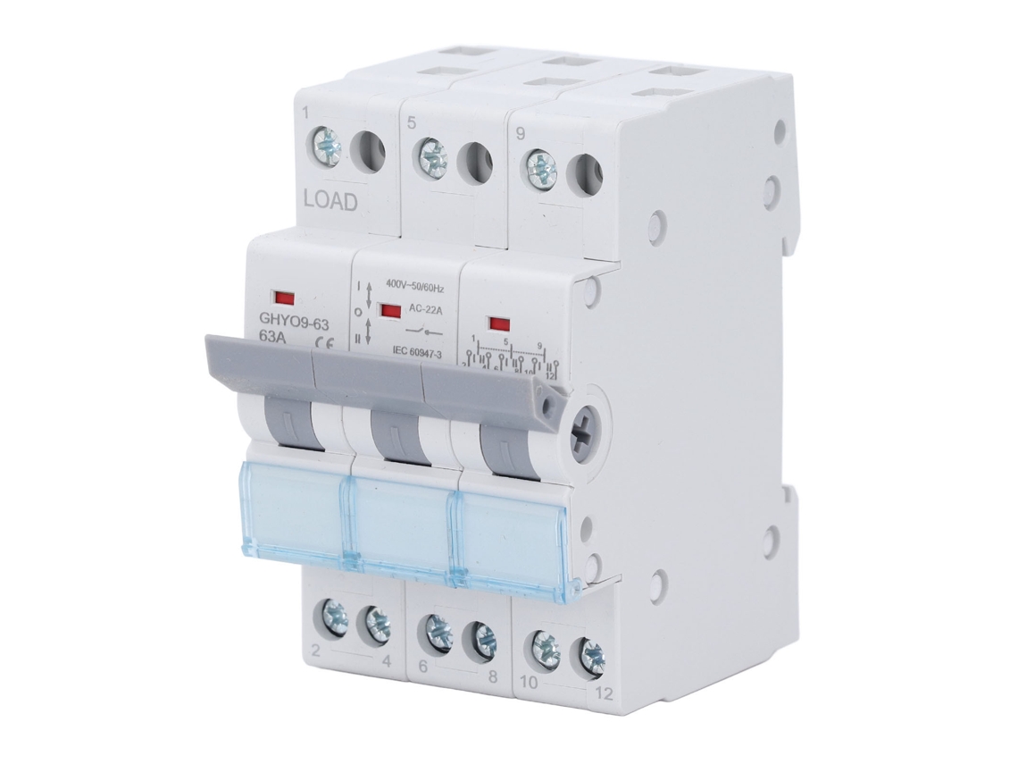Interruptor De Transferência De Doble Potência 3p 63a 400v Manual De Isolamento, Montagem Em Rail Din 35mm