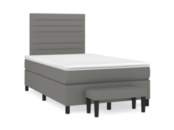 Vidaxl Cama Boxspring Com Colchão 120x190 Cm Tecido Cinzento-escuro