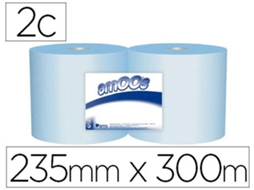 J613001 :Papel Seca Maos Industrial AMOOS 2 Capas 235 Mm X 300 Mt Cor Azul Embalagem de 2 Rolos Preco Uni. Venda Multiplos 1