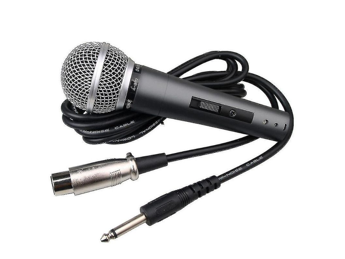 Microfone Dinâmico Fio YURU Sm58s Profissional para Palco, Estúdio, K Song, Gravção com Interface 6.5mm Preto