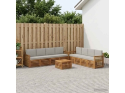 Vidaxl Conjuntos De Sofás Com Almofada 9 Pcs Madeira Sólida De Acácia