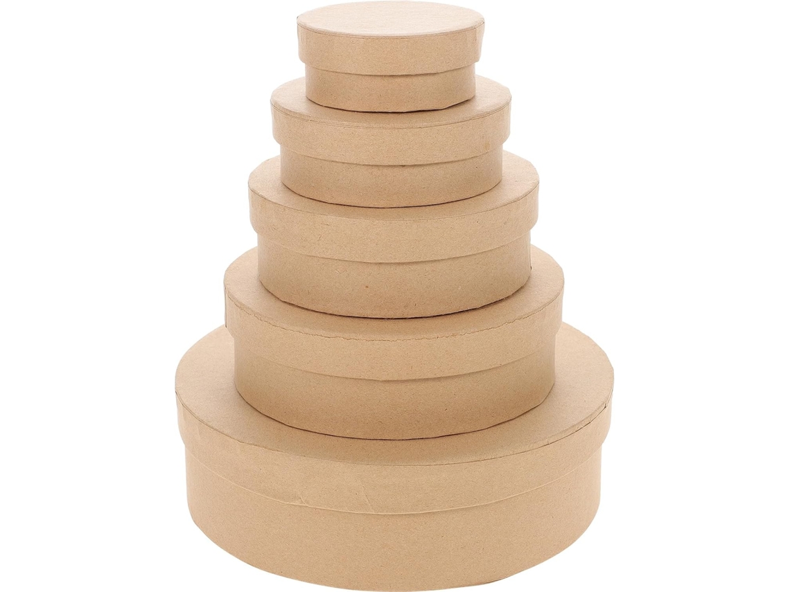 Caixas Redondas De Papelão Kraft Tofficu, 12cm De Diâmetro, Pacote Com 5 Unidades, Ideais Para Embalagens De Doces E