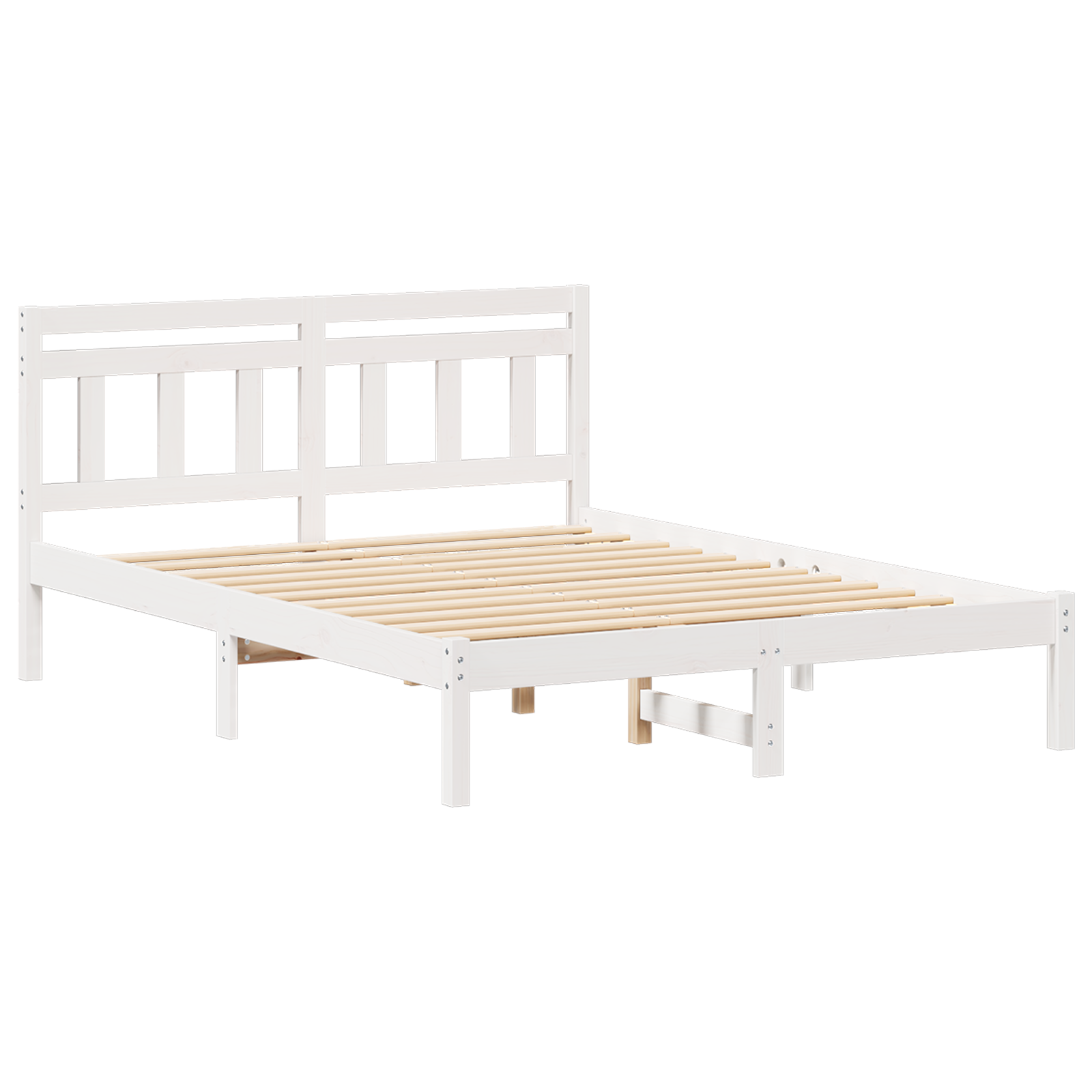Conjunto 1 Cama De Plataforma Vidaxl Branco Madeira De Pinho Maciça (140 X 190 Cm)