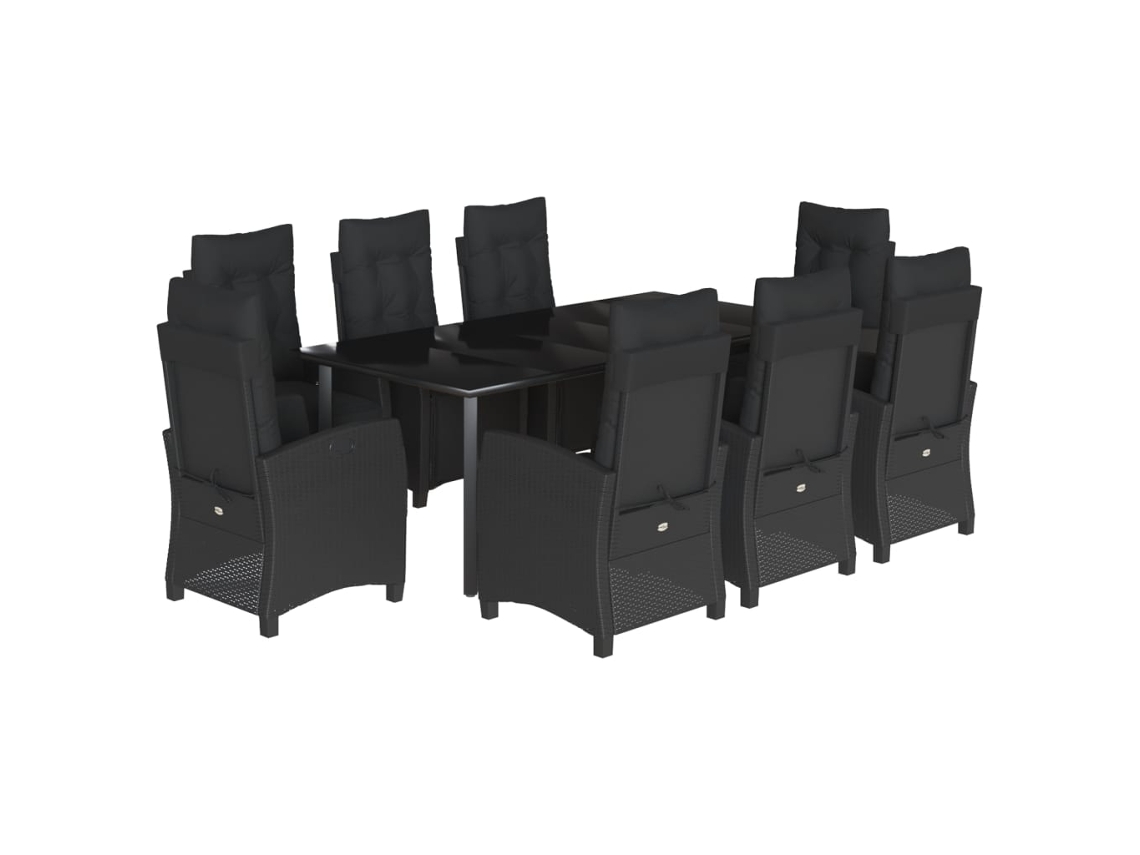 Garden Dining Set, Garden Dining Sets Vidaxl Preto Rattan / Vime (mesa Com 200 Cm De Comprimento)