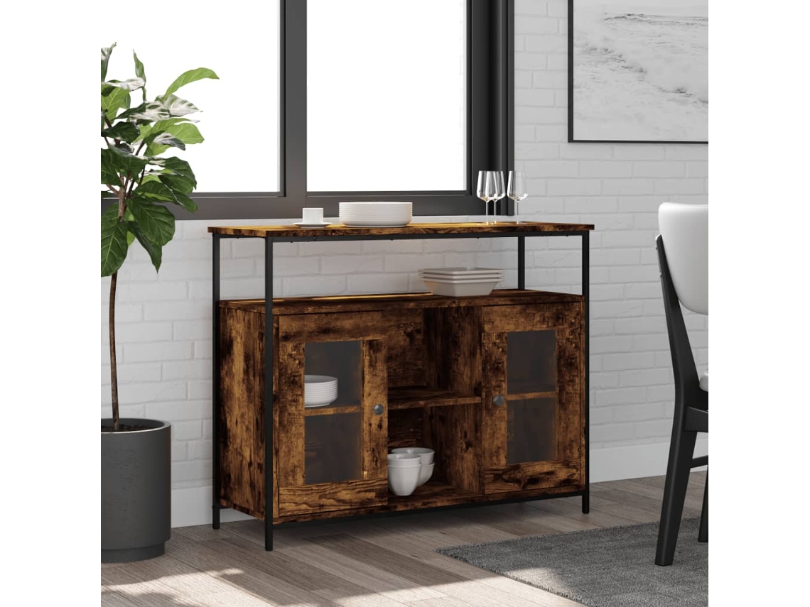 Aparador | Armário Buffet 100x35x80 Cm Derivados De Madeira Carvalho Fumado