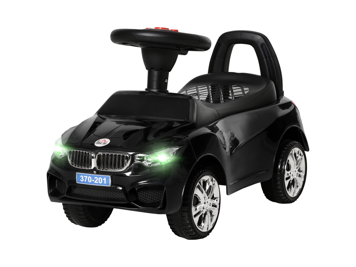 Carro Andador Para Crianças Com Faróis Música Buzina Volante Compartimento De Armazenamento 63,5x28x36 Cm Preto