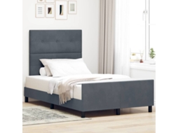 Vidaxl Cama Box Com Cabeceira Cinzento Escuro 120 X 200 Cm Veludo