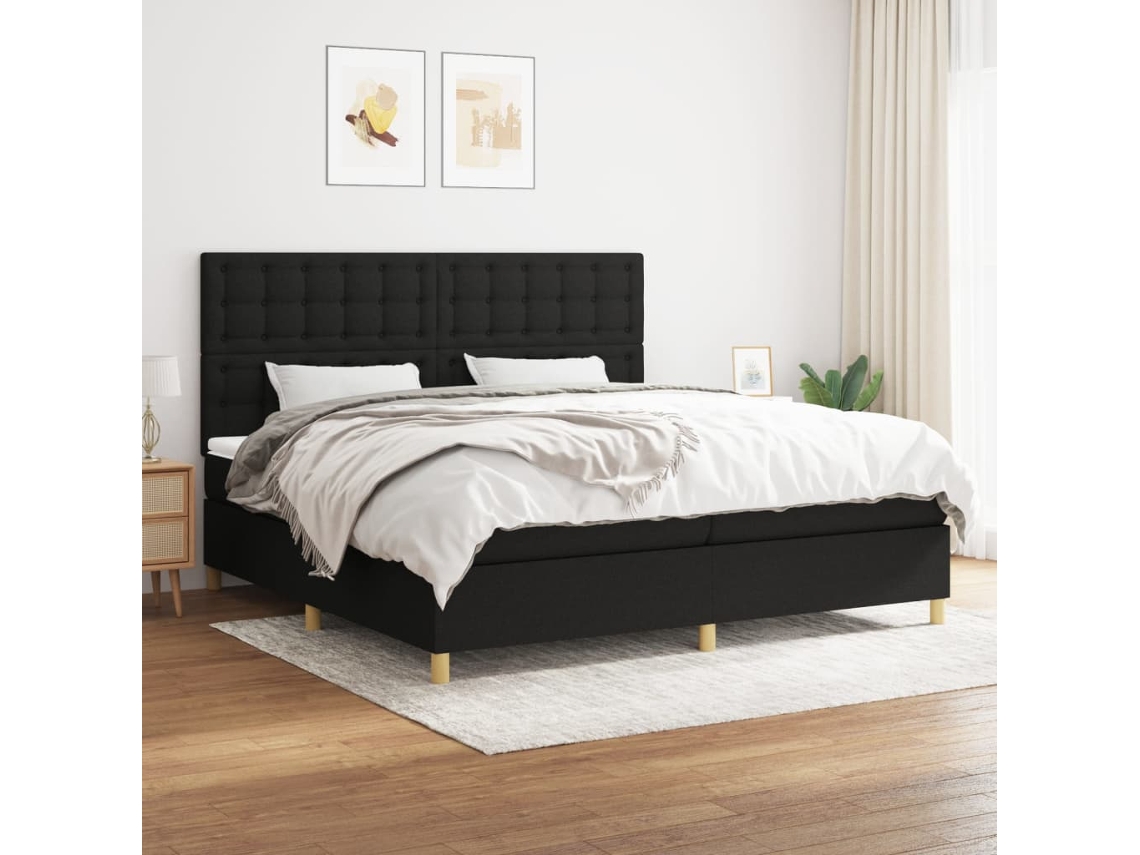 Vidaxl Cama Com Molas/colchão 200x200 Cm Tecido Preto