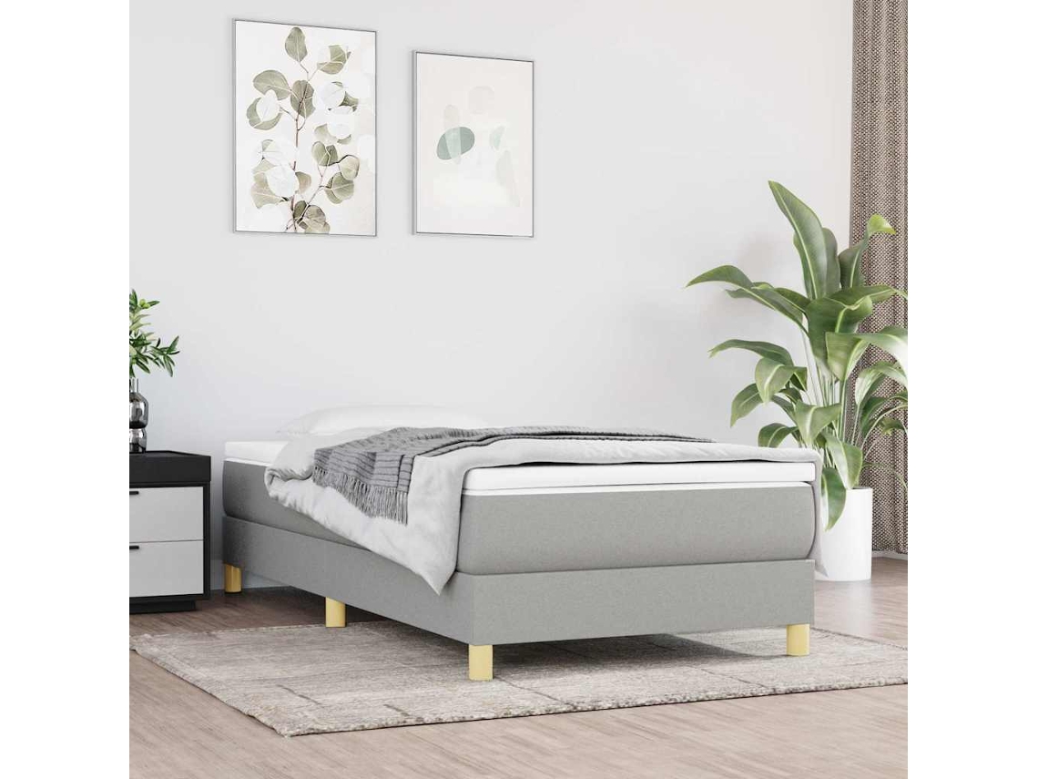 Vidaxl Estrutura De Cama Com Molas 80x200 Cm Tecido Cinzento-claro