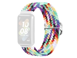 Bracelete de Tecido Trançado Fivela Trançada para Huawei Band 7 Arco-Íris