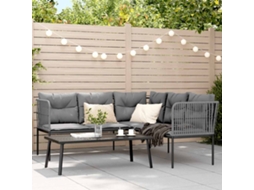 Vidaxl Conjunto de Sofás de Jardim C/ Almofadões Aço/textilene Preto