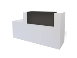 Balcão De Recepção Básico, 80 Cm, Adaptado Para Pessoas Com Mobilidade Reduzida. Direita. 117,5 X 280 X 65 Cm. Cinza Grafite. Ofilike