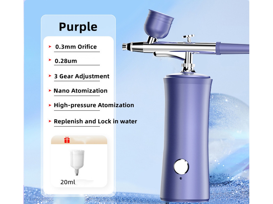 Mini Kit Aerógrafo Sem Fio para Estilização de Cabelo Nano Spray MDUG (roxo)